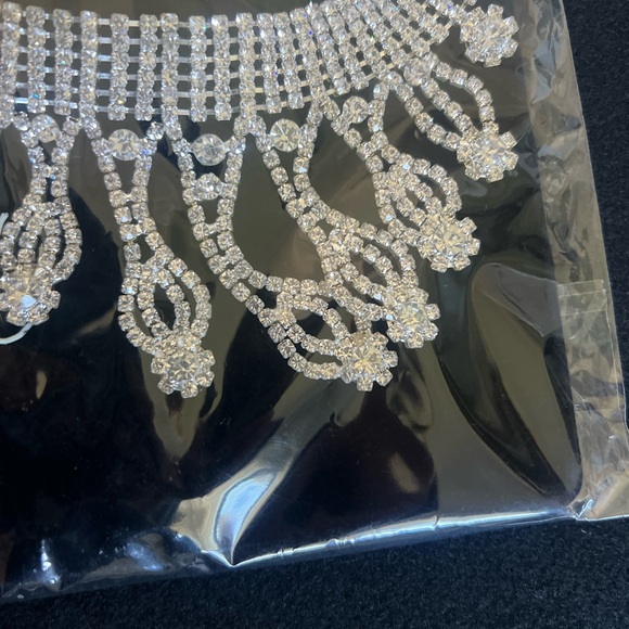 Rhinestone Necklace with Matching Earrings - Picture 2 of 5